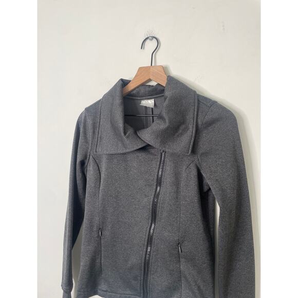HEAD Gray Moto Jacket XS Asymmetrical Zip Up Lightweight Collared Coat - Picture 3 of 8